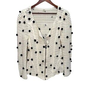 Anthropologie Moth Dot Zip Up Cardigan